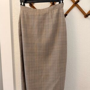Burberry Beige Plaid Pencil Skirt